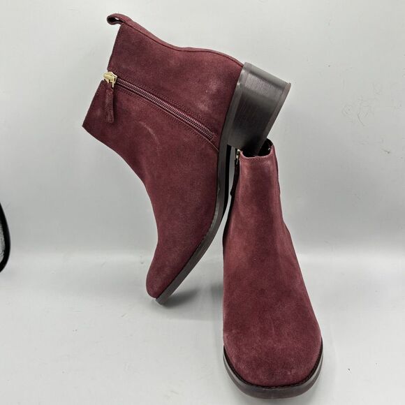 Cole Haan Addie Block Heel Bootie, Dark Garnet Maroon, Size 8B New - Picture 1 of 9